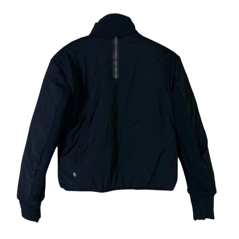 Lululemon Forever Warm Reversible Quilted Zip Jacket Womens 6 Black 100% Cotton‎